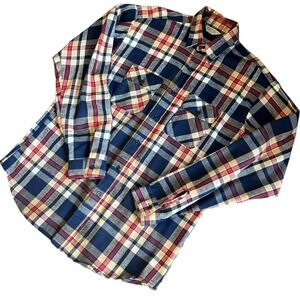 Vintage‎ FIVE BROTHER Tallman XL Blue Plaid Flannel Shirt Long Sleeve Button Up